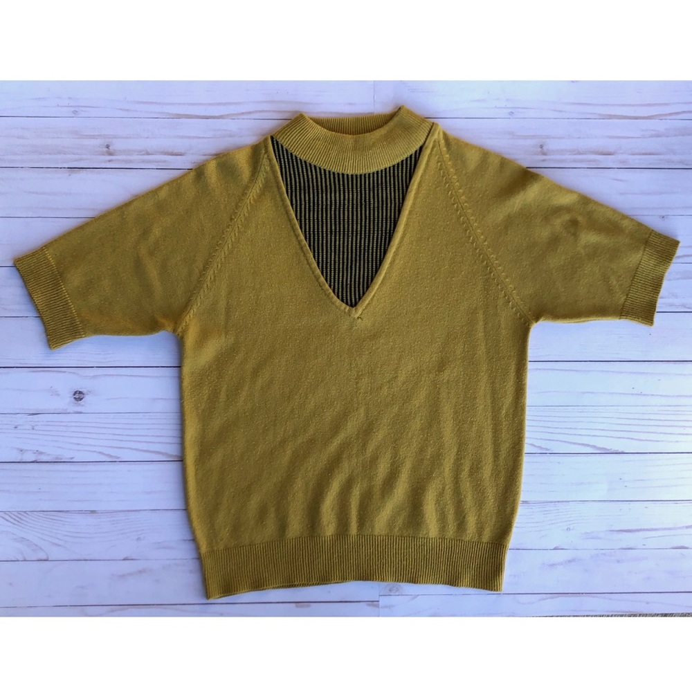 Vintage retro mustard yellow high neck sweater